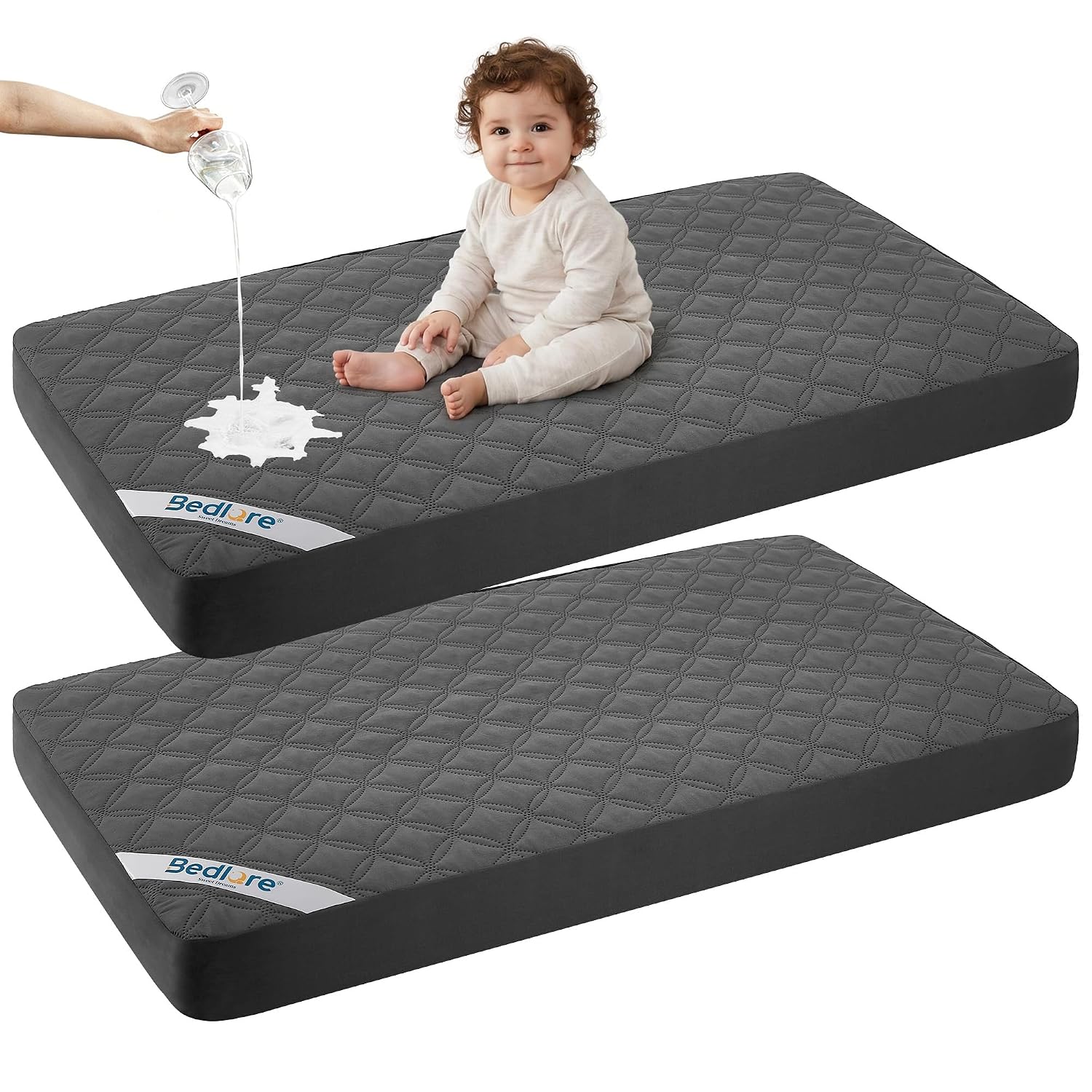 BEDLORE Crib Mattress Protector — Waterproof 2 Pack