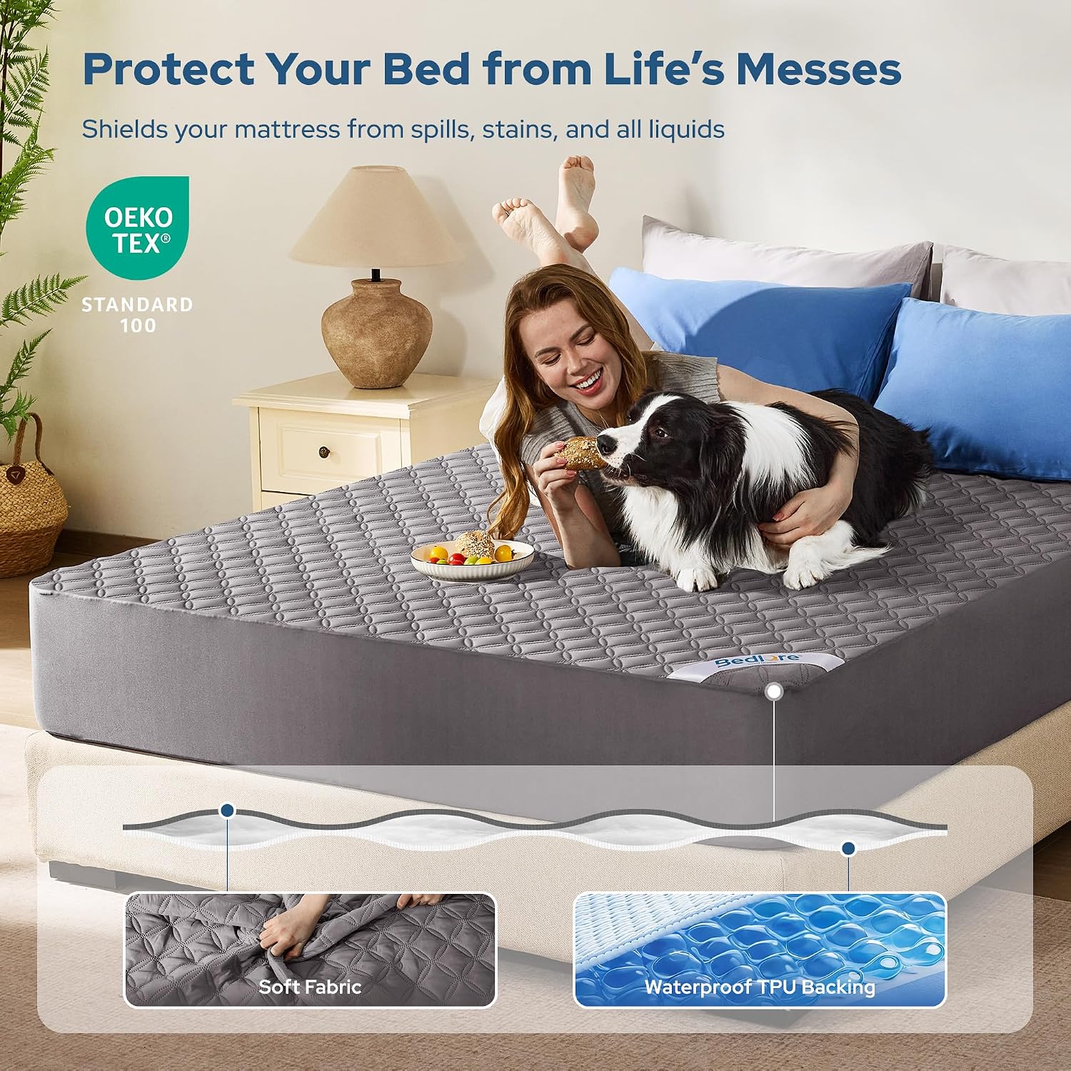BEDLORE Waterproof King Mattress Protector — Deep Pocket view 2