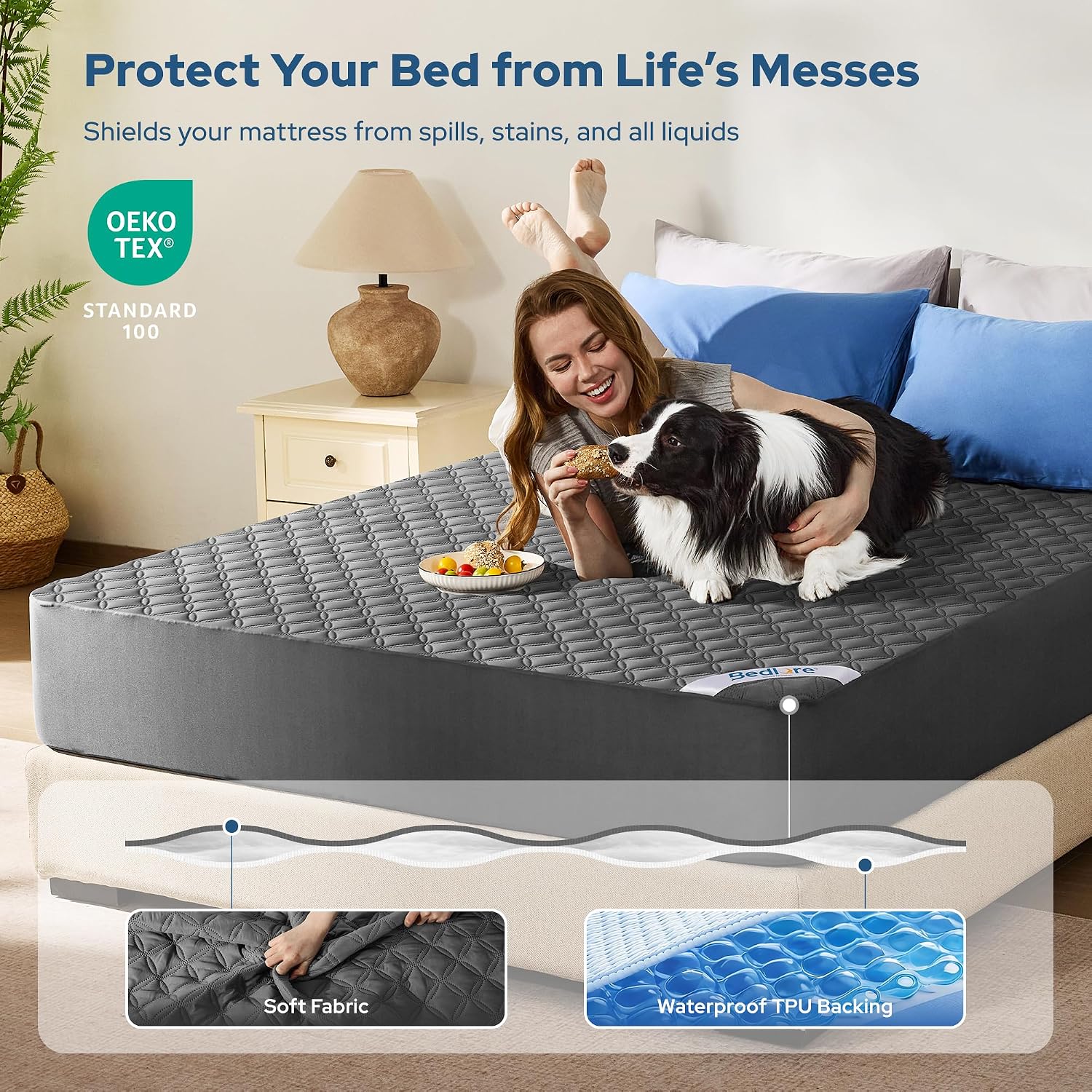 BEDLORE Waterproof Mattress Protector — Queen, 2 Pack view 3