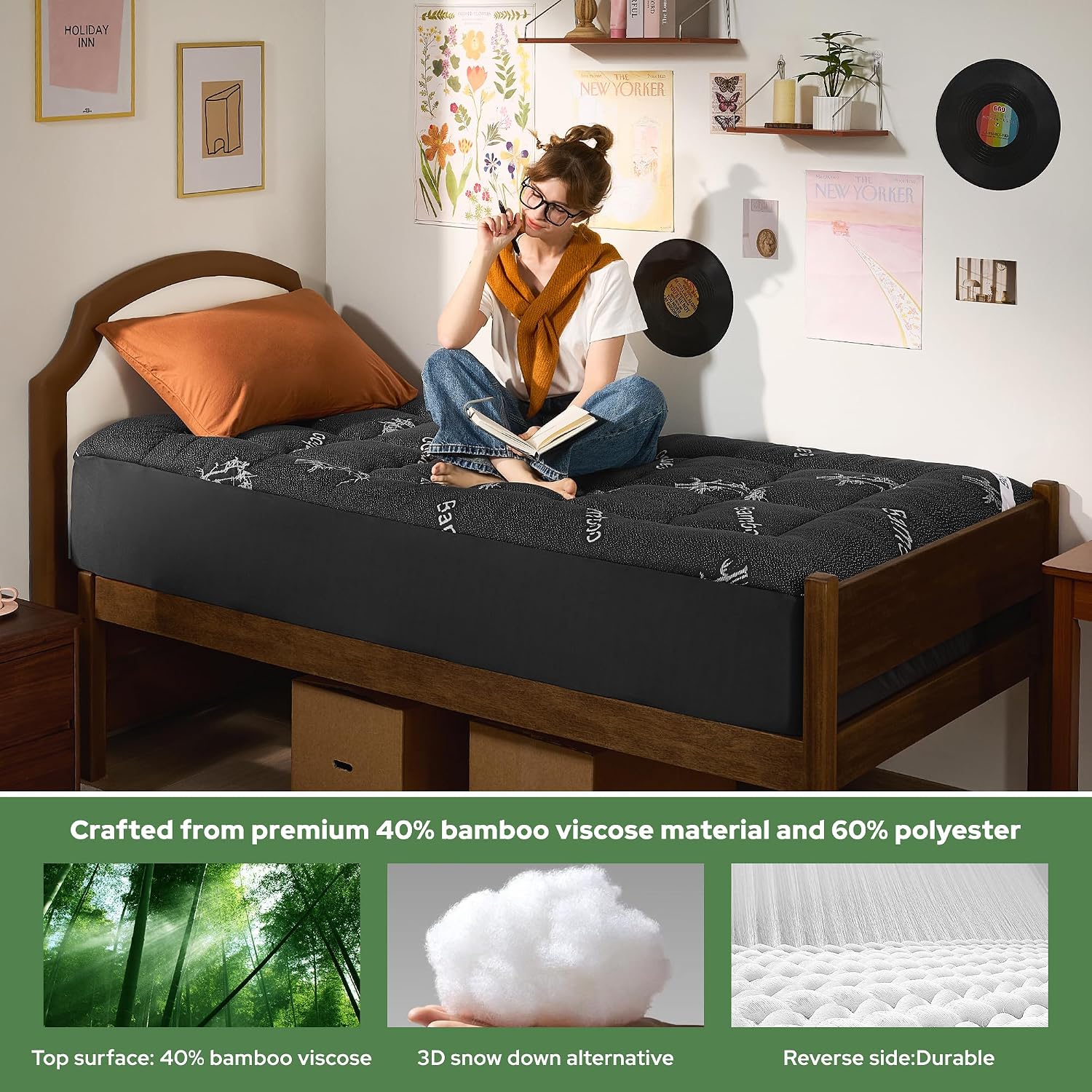 BEDLORE Mattress Topper — Twin XL, Pillow Top view 3